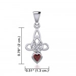 Celtic Witches Knot Silver Pendant with Heart Gemstone