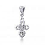 Celtic Witches Knot Silver Pendant with Heart Gemstone
