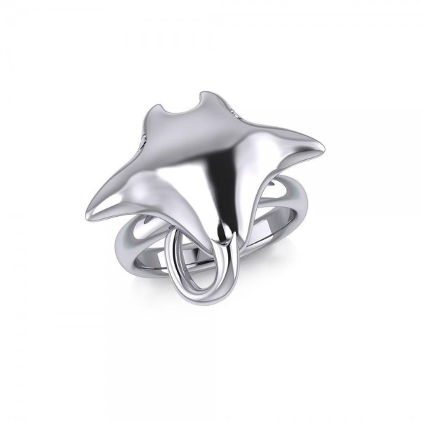 Large Manta Ray Silver Ring