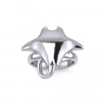 Large Manta Ray Silver Ring