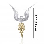 Alighting breakthrough of the Mythical Phoenix ~ Silver and Gold Necklace with Gemstone Accents