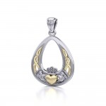 Celtic Claddagh Silver and Gold Pendant