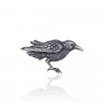 The mythical wisdom of a Raven ~ Sterling Silver Brooch