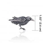 The mythical wisdom of a Raven ~ Sterling Silver Brooch