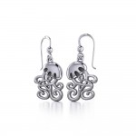 Box Jellyfish with Celtic Tail Silver Earrings