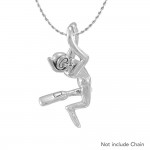 Male Free Diver Sterling Silver Pendant
