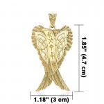 Celtic Angel Wings with Rune Symbols Solid Gold Pendant