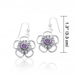 Lovely Bloom ~ Sterling Silver Jewelry Hook Earrings with Gemstone