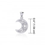 Celtic Crescent Moon Silver Pendant