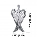 Celtic Angel Wings with Rune Symbols silver Pendant
