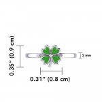 Lucky Four Leaf Clover Silver Ring with Enamel