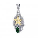 Elegantly Crafted Celtic Knot and Vermeil Gold Pentacle Pendant