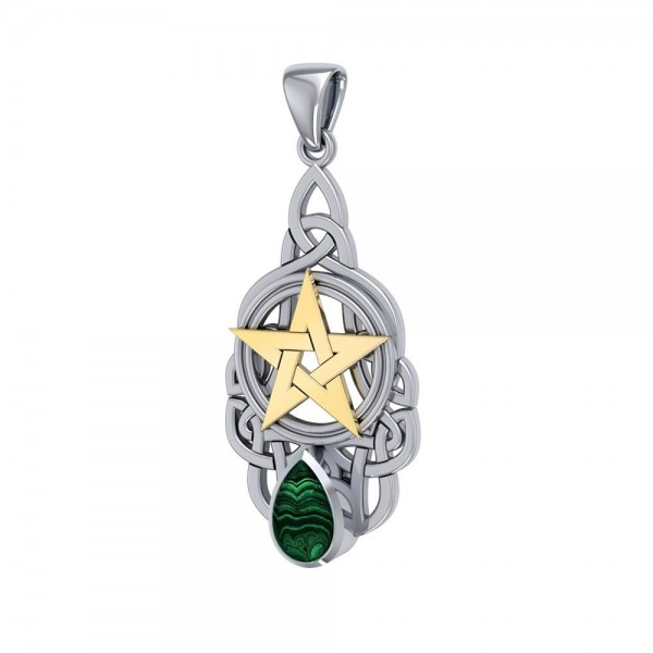 Elegantly Crafted Celtic Knot and Vermeil Gold Pentacle Pendant