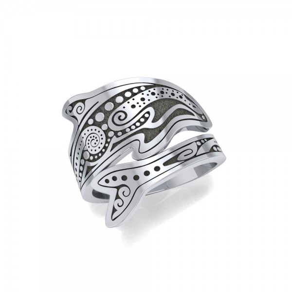Aboriginal Dolphin  Sterling Silver Spoon Ring