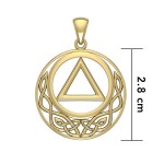 Celtic AA Recovery Solid Gold Pendant