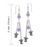 Suspended Dragons with Beads Silver Earrings