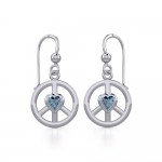 Peace Silver Earrings with Heart Gemstone
