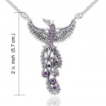 Honor Thy Flying Phoenix ~ Sterling Silver Jewelry Necklace with Gemstone