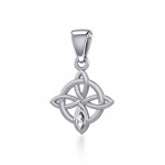 Celtic Quaternary Knot Silver Pendant with Gemstone