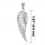 Celtic Angel Wing with Rune Symbols silver Pendant