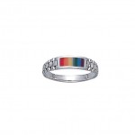 Rainbow Rectangle Silver Ring