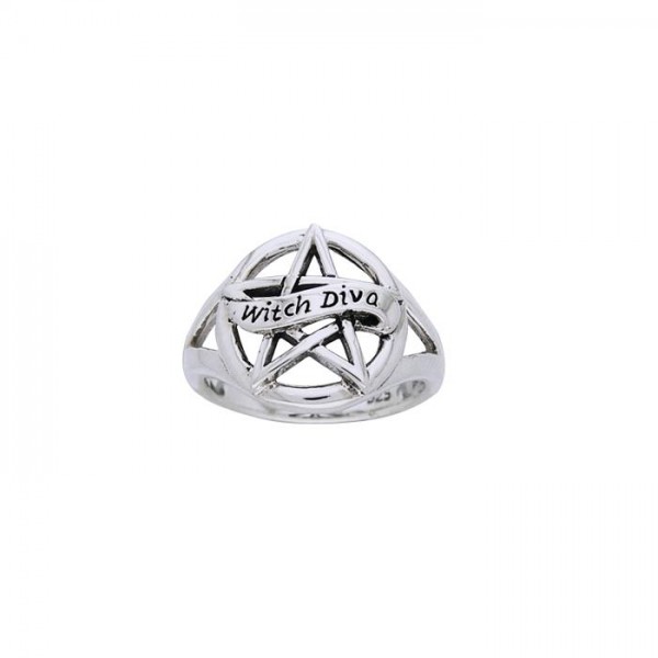 Witch Diva Pentacle Silver Ring