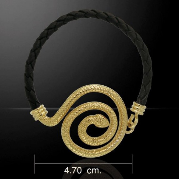 Spiral Snake in Vermeil with Leather Bracelet By Amy Zerner
