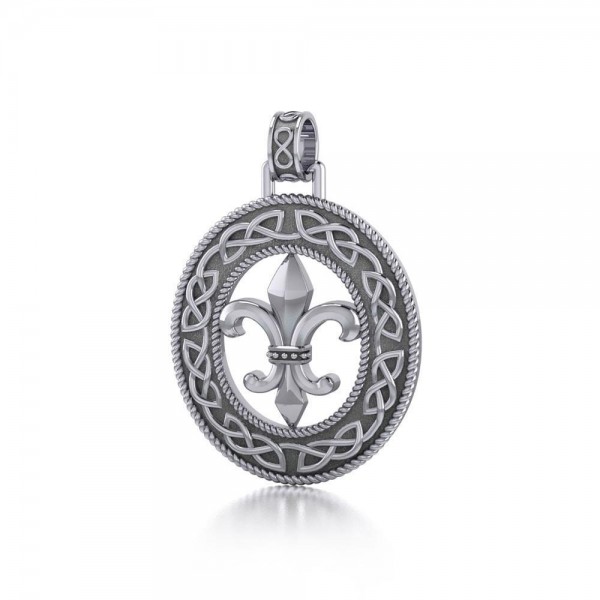 Une véritable inspiration au-delà des mots ~ Celtic Knotwork Fleur-de-Lis Sterling Silver Pendentif Bijoux