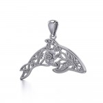 The gentle treasure of the ocean ~ Sterling Silver Dolphin Filigree Pendant Jewelry