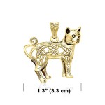 Celtic Cat Solid Gold Pendant