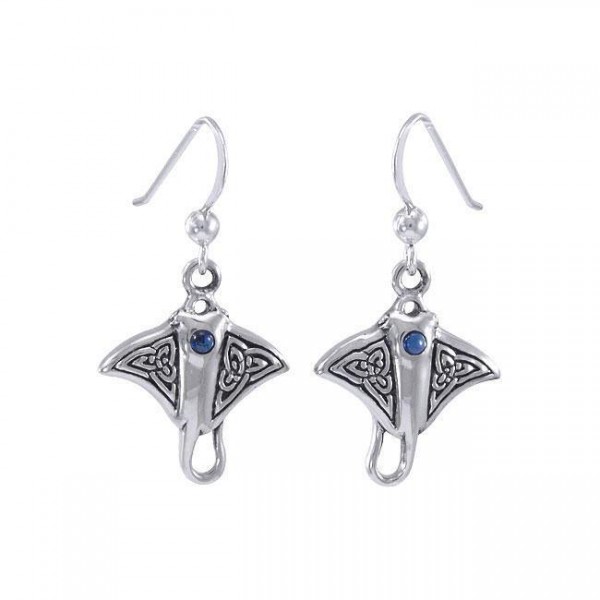 Celtic Knots Silver Manta Ray Earrings