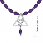 Reach through the eternity ~ Celtic Triquetra Sterling Silver Necklace Jewelry with Gemstone centerpiece