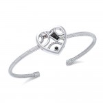 Fantastic Heart Silver Cuff Bracelet