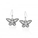 Delighted of the butterflys beauty ~ Sterling Silver Jewelry Earrings with Gemstone