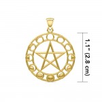 Phases of the Moon Pentacle Solid Gold Pendant