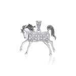 Celtic Running Horse Silver Pendant