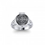 Celtic Knotwork Silver Poison Ring