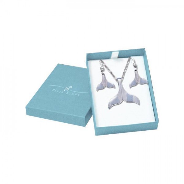 Whales tail Sterling Silver Pendant Chain and Earrings Box Set