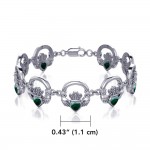 Crown it with your love ~ Celtic Knotwork Irish Claddagh Sterling Silver Bracelet with Inlaid Gem