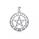 Phases of the Moon Silver Pentacle Pendant