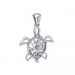The elegant charm of the ocean ~ Sterling Silver Sea Turtle Filigree Pendant Jewelry