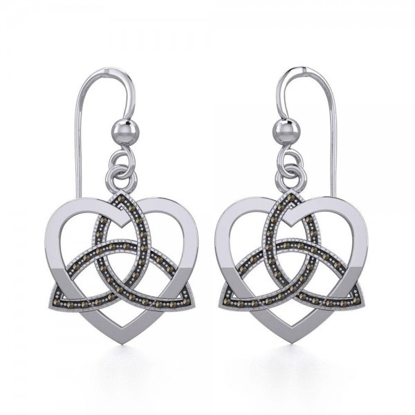 Marcasite Trinity in Heart Silver Earrings