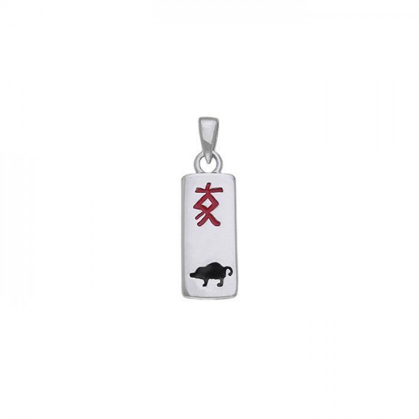 Chinese Astrology Pig Silver Pendant