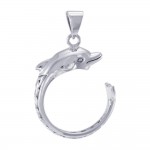 Celtic Accent Dolphin Sterling Silver Wrap Pendant