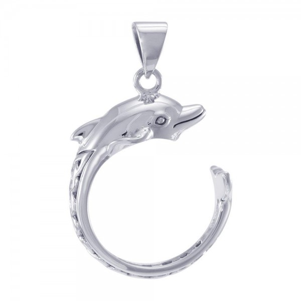 Celtic Accent Dolphin Sterling Silver Wrap Pendentif