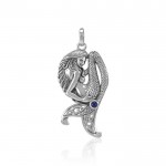 Mermaid Goddess Sterling Silver Pendant with Gemstone
