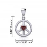 Peace Silver Pendant with Heart Gemstone