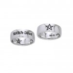 Witch Diva and Pentagram Silver Ring