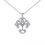 Silver Modern Tree of Life Pendant and Chain Set