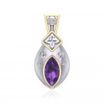 Express your love in classic elegance ~ Celtic Four-Point Sterling Silver Jewelry Pendant with 14k Gold accent and Gemstone